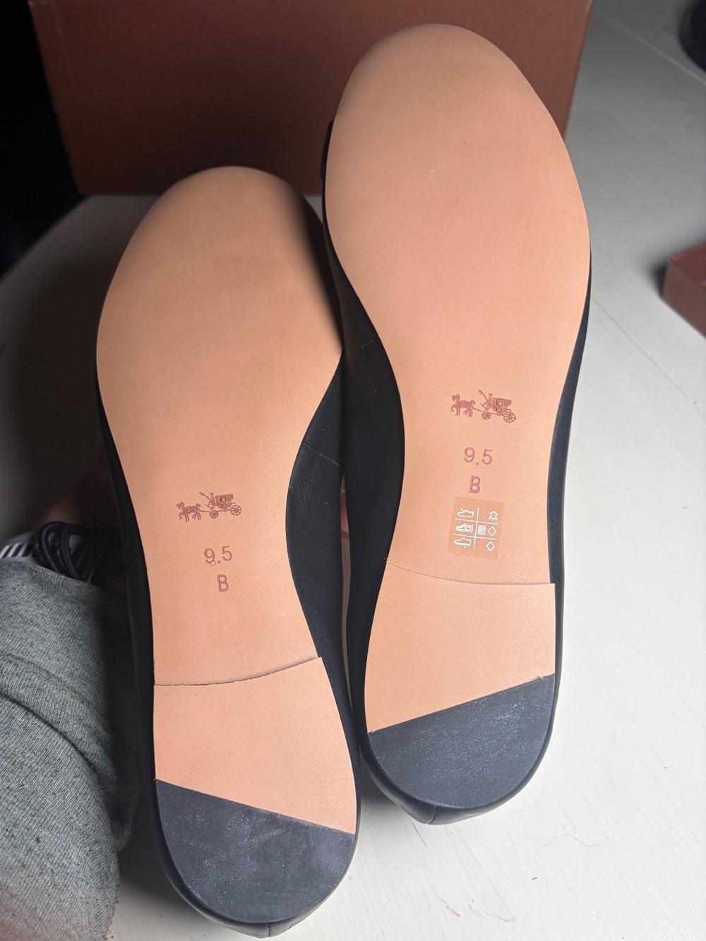 Coach Alice Natural Cow Black Leather Ballet Flats with Gold-Tone Hardware - Picture 7 of 7